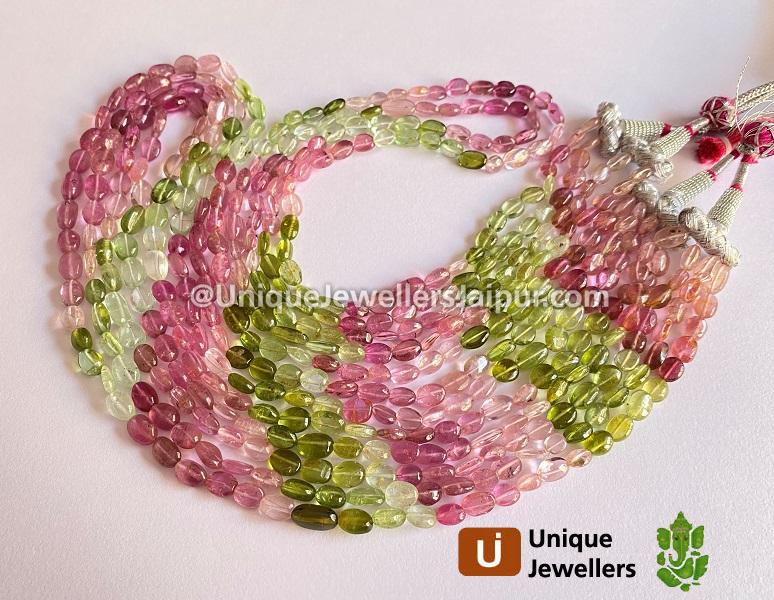 Multi Pink & Green Tourmaline Smooth Nuggets Beads