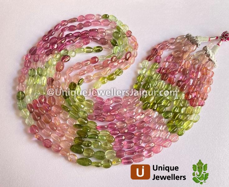 Multi Pink & Green Tourmaline Smooth Nuggets Beads