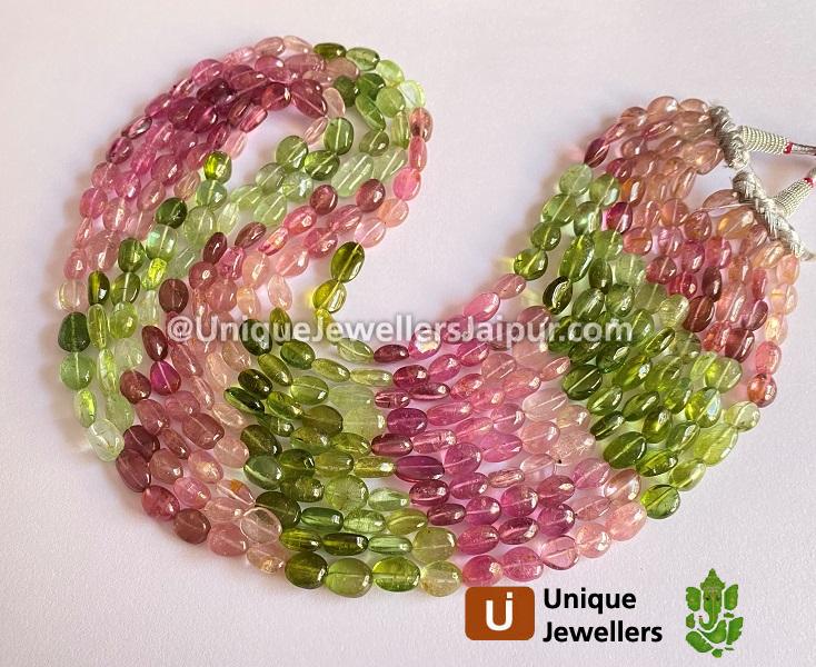 Multi Pink & Green Tourmaline Far Smooth Nuggets Beads