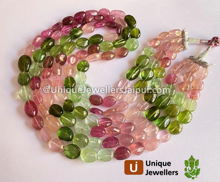 Multi Pink & Green Tourmaline Far Smooth Nuggets Beads