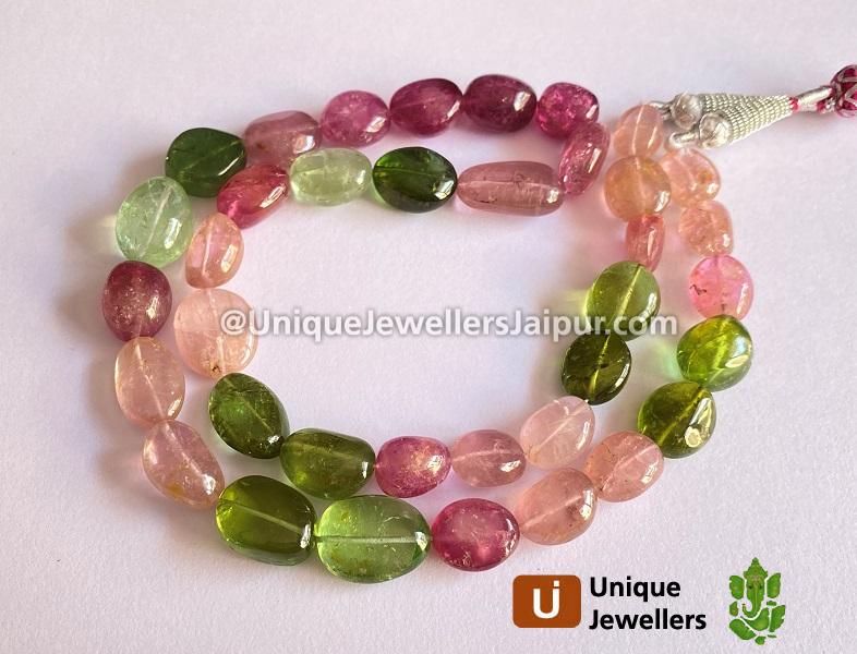 Multi Pink & Green Tourmaline Far Smooth Nuggets Beads