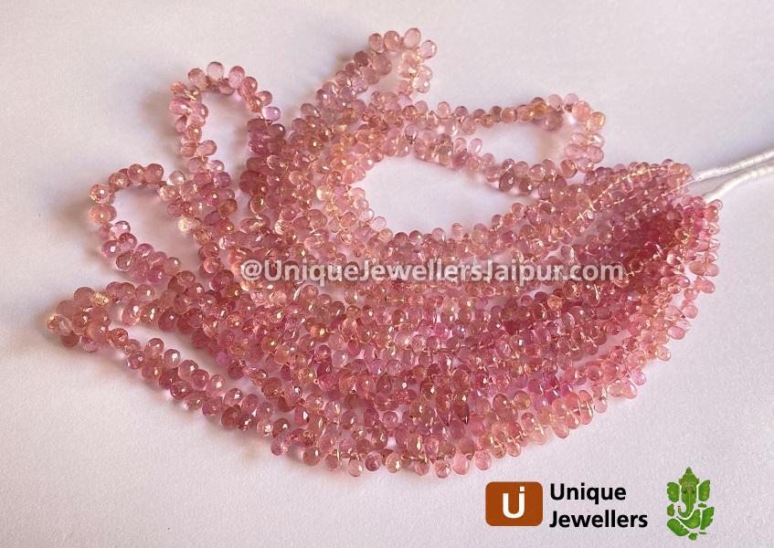 Light Pink Tourmaline Faceted Drops Beads