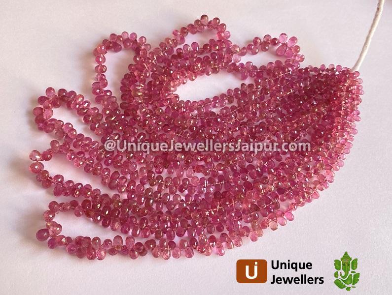 Pink Tourmaline Faceted Drops Beads