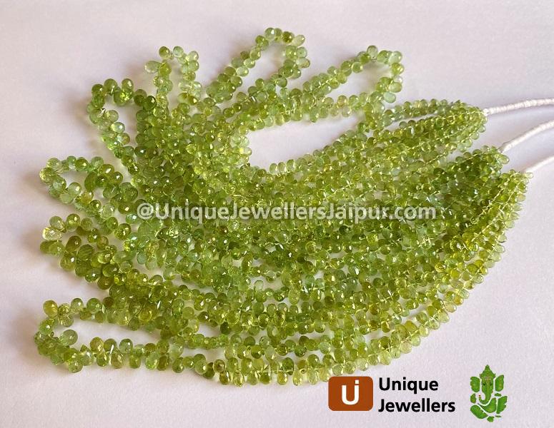 Basil Green Tourmaline Faceted Drops Beads