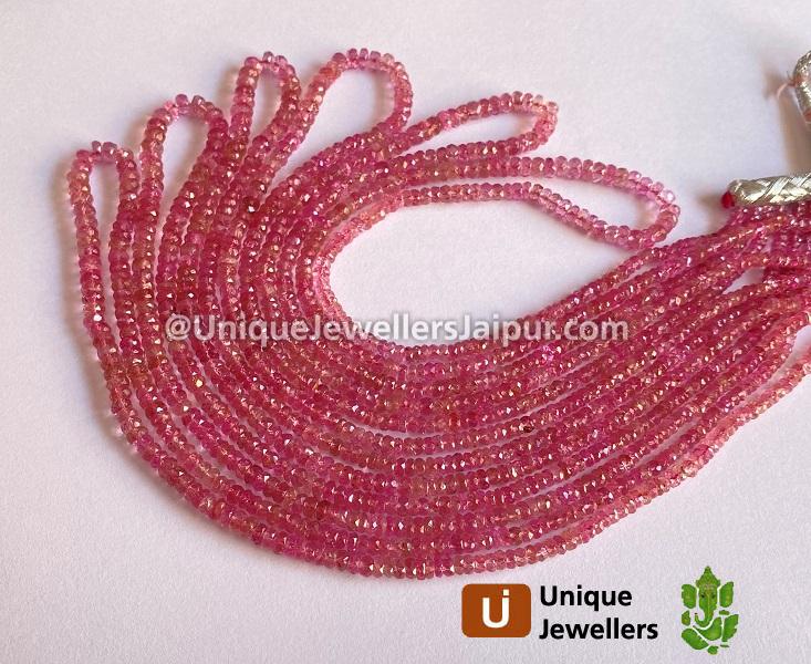 Pink Tourmaline Faceted Roundelle Beads