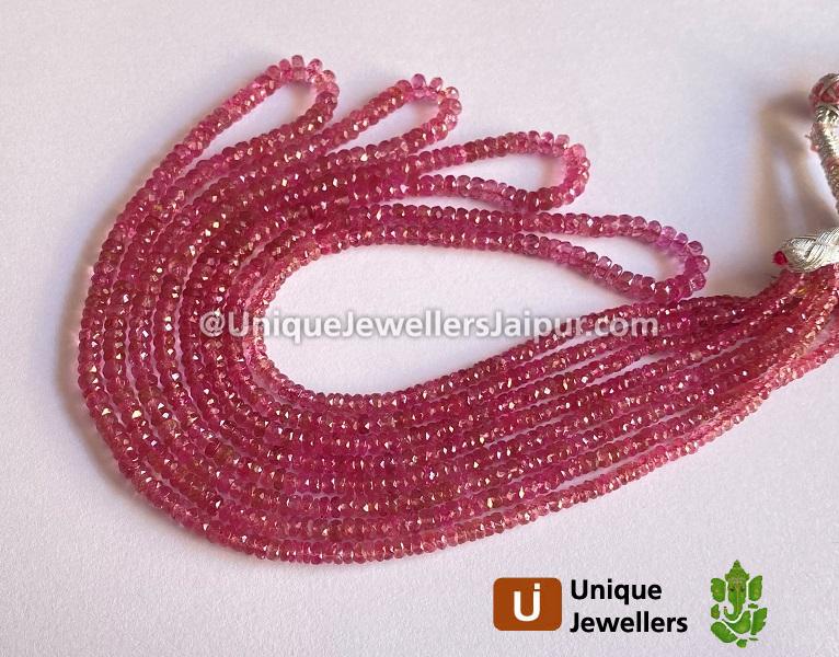 Pink Tourmaline Faceted Roundelle Beads