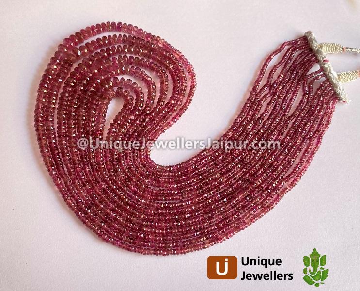 Deep Pink Tourmaline Faceted Roundelle Beads