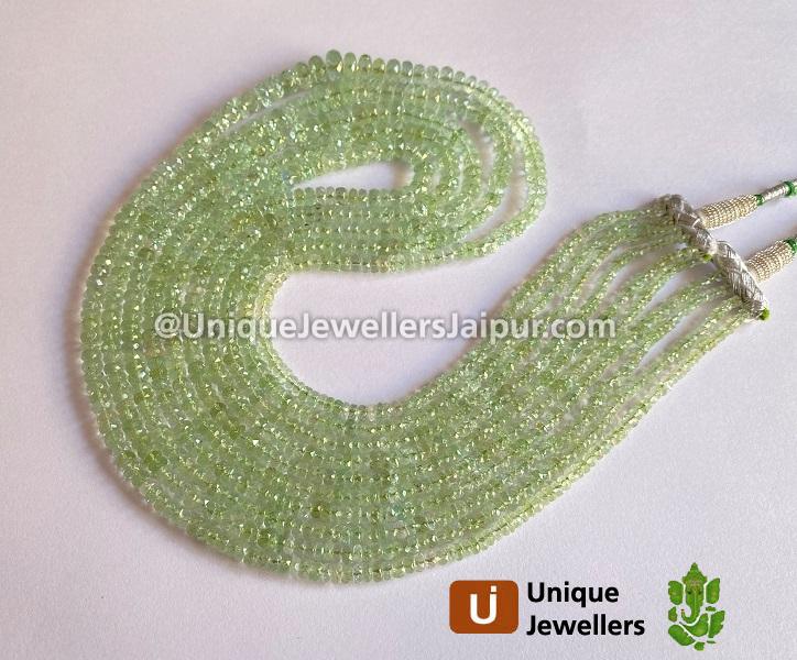 Light Basil Green Tourmaline Faceted Roundelle Beads