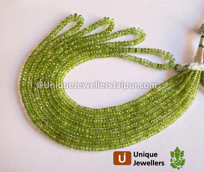 Basil Green Tourmaline Faceted Roundelle Beads