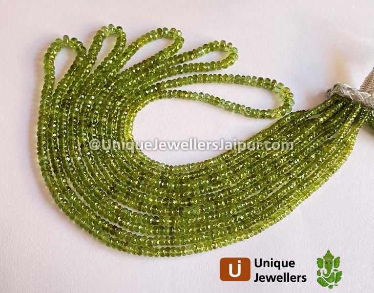 Deep Green Tourmaline Faceted Roundelle Beads