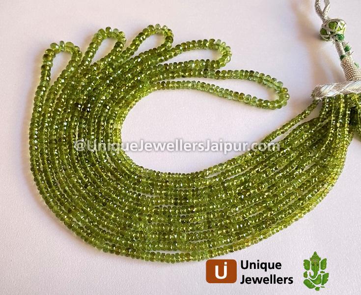 Deep Green Tourmaline Faceted Roundelle Beads
