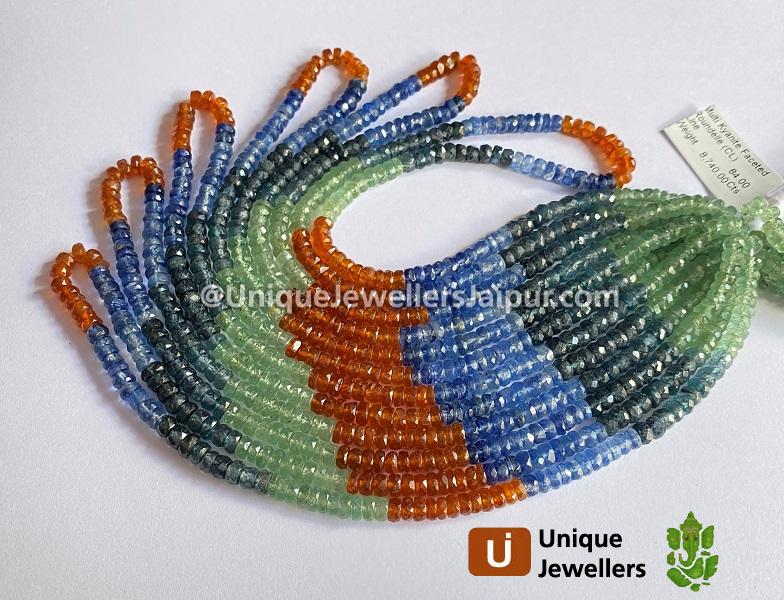Multi Kyanite Faceted Roundelle Beads