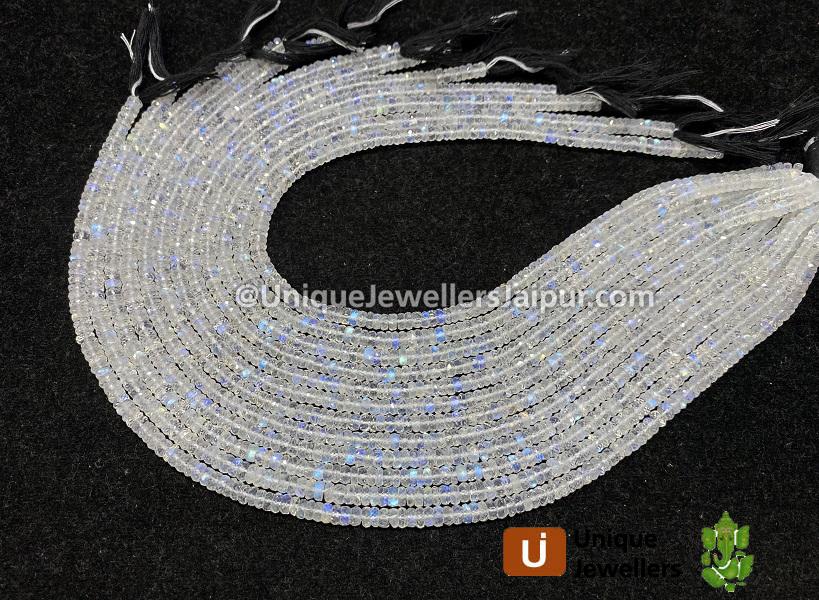 Rainbow Moonstone Faceted Tyre Beads