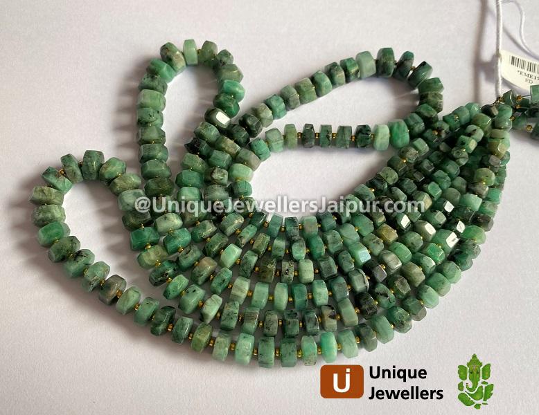 Emerald Step Cut Bolt Beads