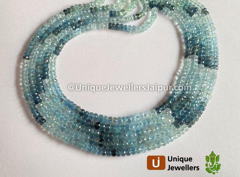 Santa Maria Aquamarine Shaded Faceted Roundelle Beads