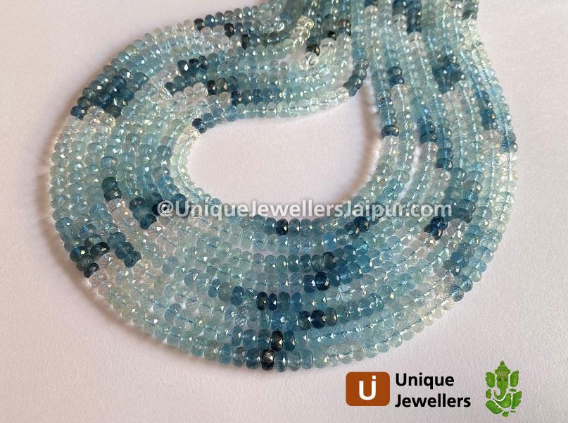 Santa Maria Aquamarine Shaded Faceted Roundelle Beads