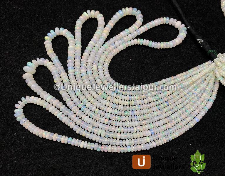 Milky White Ethiopian Opal Far Smooth Roundelle Beads