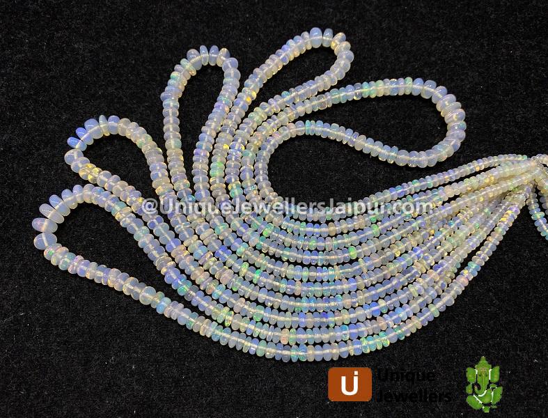 Yellowish White Ethiopian Opal Far Smooth Roundelle Beads