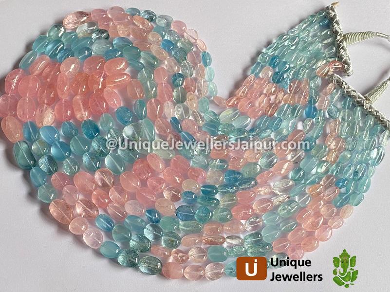 Multi Aquamarine & Morganite Smooth Nuggets Beads