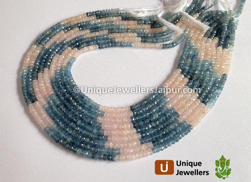 Multi Aquamarine & Morganite Faceted Roundelle Beads