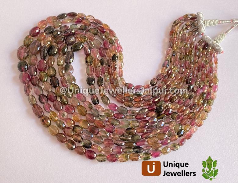 Bi Color Tourmaline Faceted Oval Beads