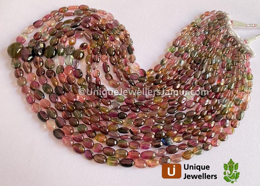 Bi Color Tourmaline Smooth Oval Nuggets Beads