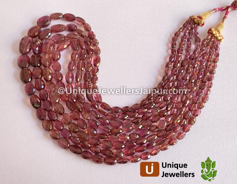 Deep Pink Tourmaline Faceted Oval Beads
