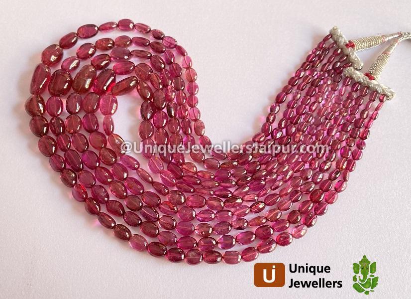 Rubellite Tourmaline Smooth Oval Nuggets Beads