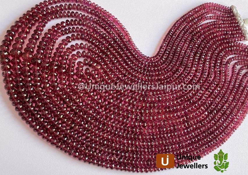 Rubellite Tourmaline Far Faceted Roundelle Beads