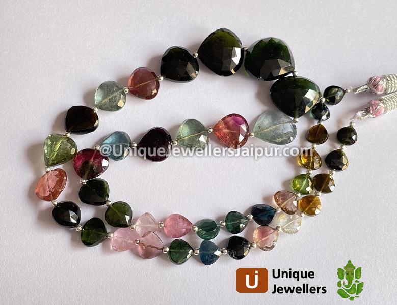 Tourmaline Straight Drill Far Faceted Heart Beads
