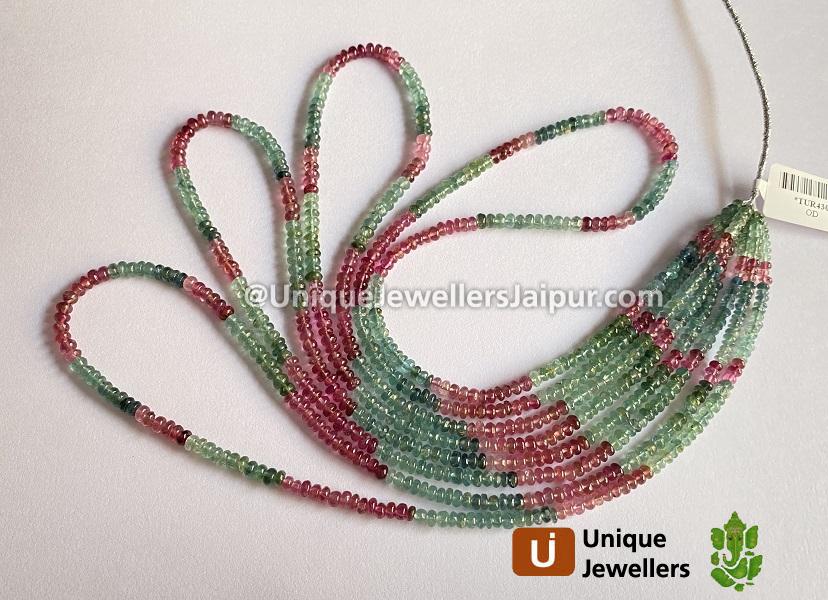 Multi Blue & Pink Tourmaline Smooth Roundelle Beads