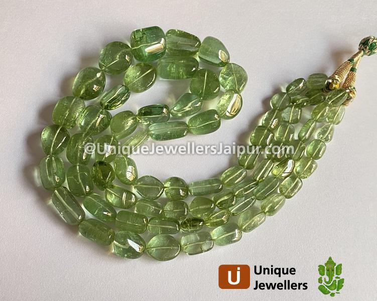 Green Tourmaline Far Smooth Nuggets Beads
