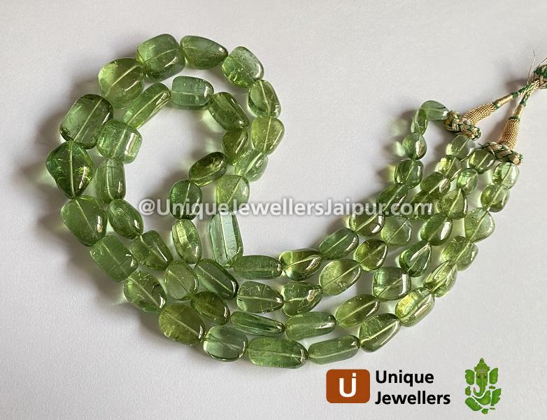 Green Tourmaline Far Smooth Nuggets Beads