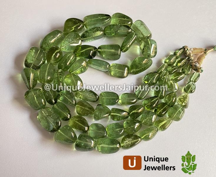 Green Tourmaline Far Smooth Nuggets Beads