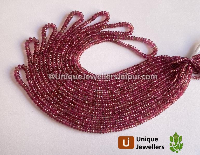 Pink Tourmaline Smooth Roundelle Beads