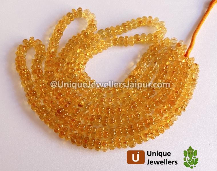 Citrine Carved Pumpkin Shape Beads