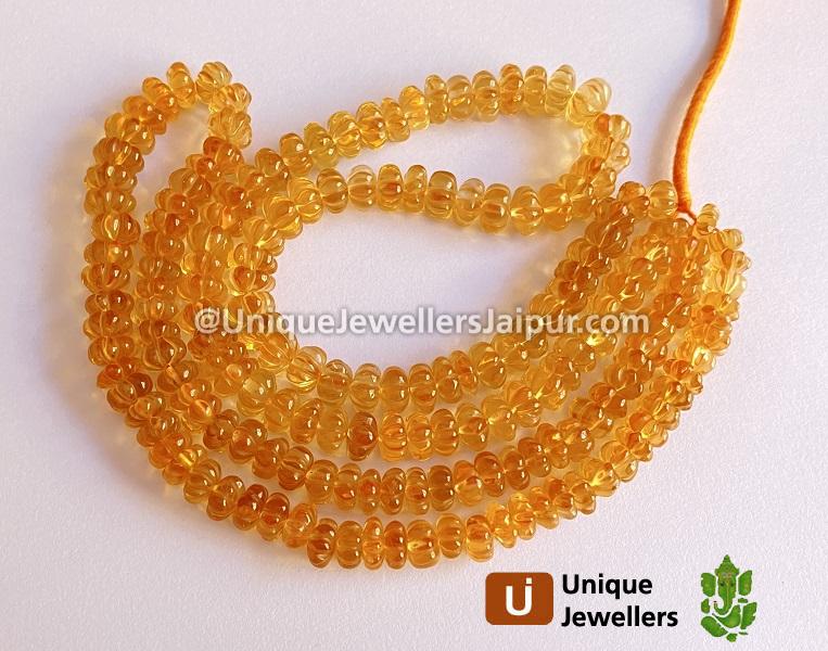 Citrine Carved Pumpkin Shape Beads