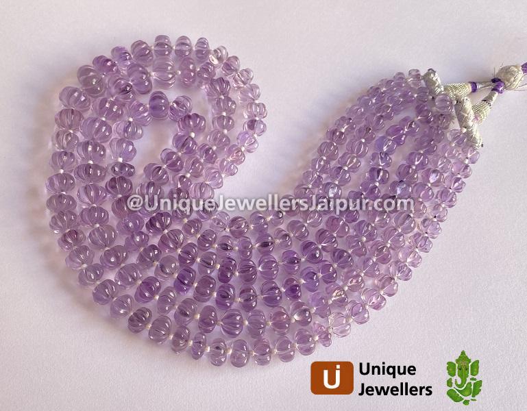 Pink Amethyst Carved Pumpkin Beads