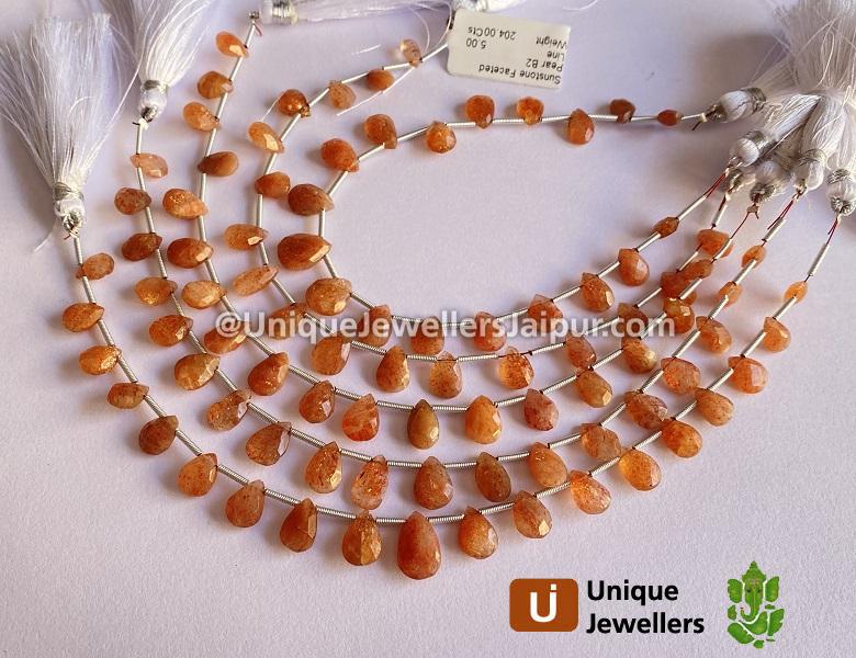 Sunstone Faceted Pear Beads