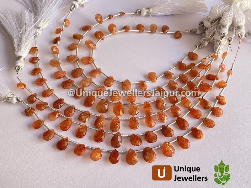 Sunstone Faceted Pear Beads