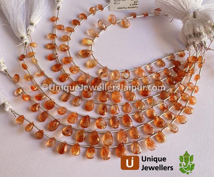 Sunstone Faceted Pear Beads