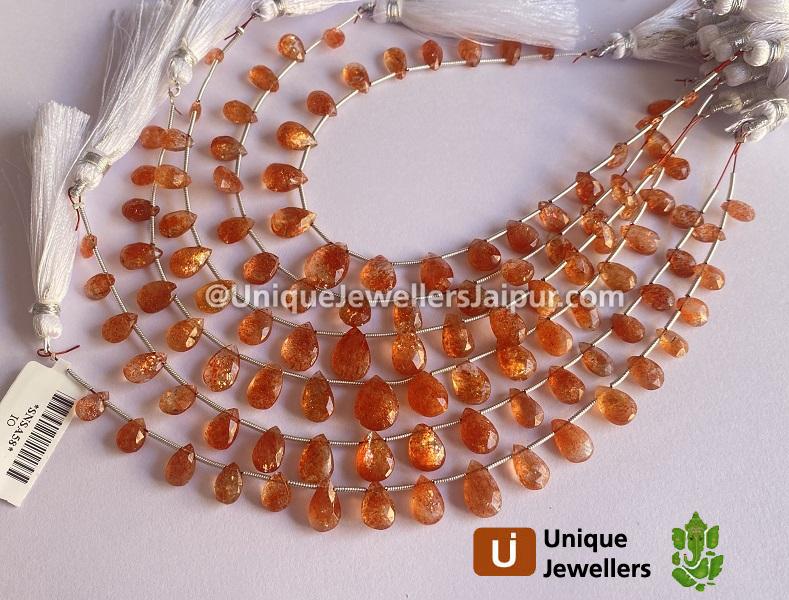 Sunstone Faceted Pear Beads