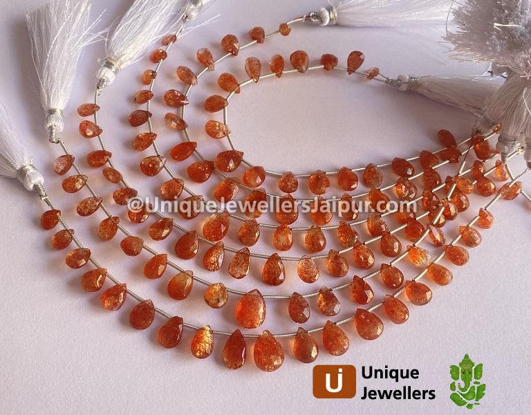 Sunstone Faceted Heart Beads