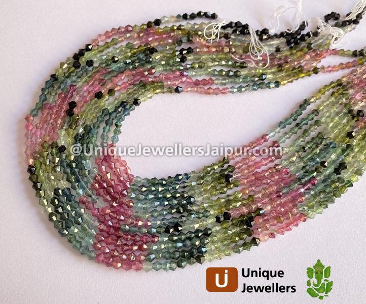 Tourmaline Faceted Bicone Beads
