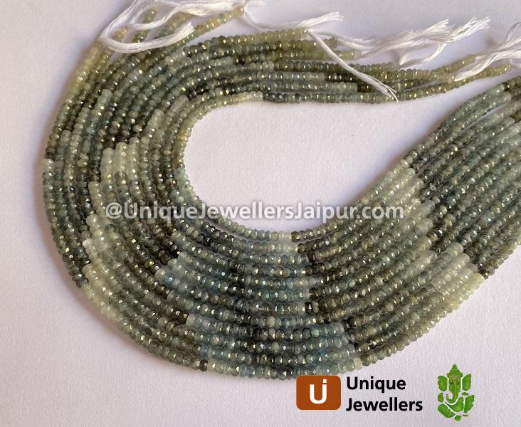 Moss Aquamarine Faceted Roundelle Beads