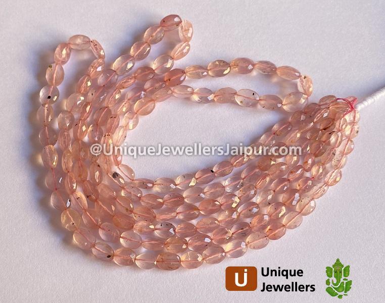 Rose Quartz Dotted Faceted Oval Beads