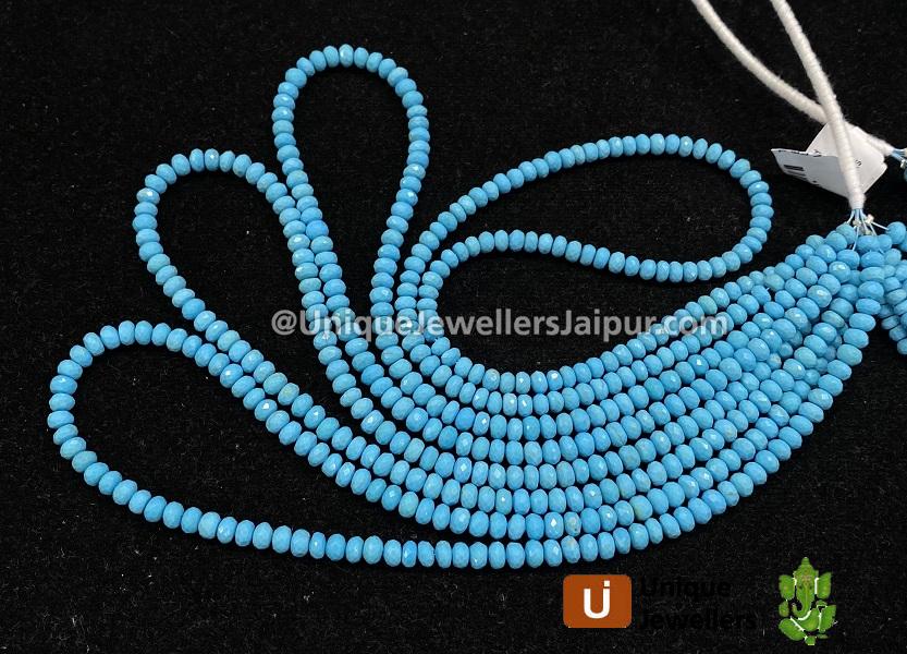 Natural Arizona Turquoise Faceted Roundelle Beads