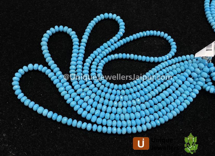 Natural Arizona Turquoise Faceted Roundelle Beads