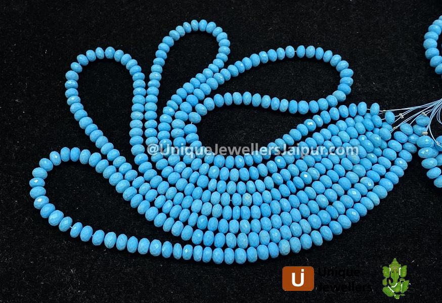 Natural Arizona Turquoise Faceted Roundelle Beads