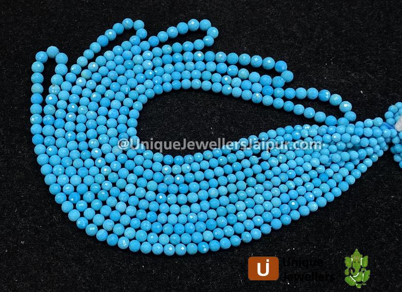Natural Arizona Turquoise Faceted Round Balls Beads
